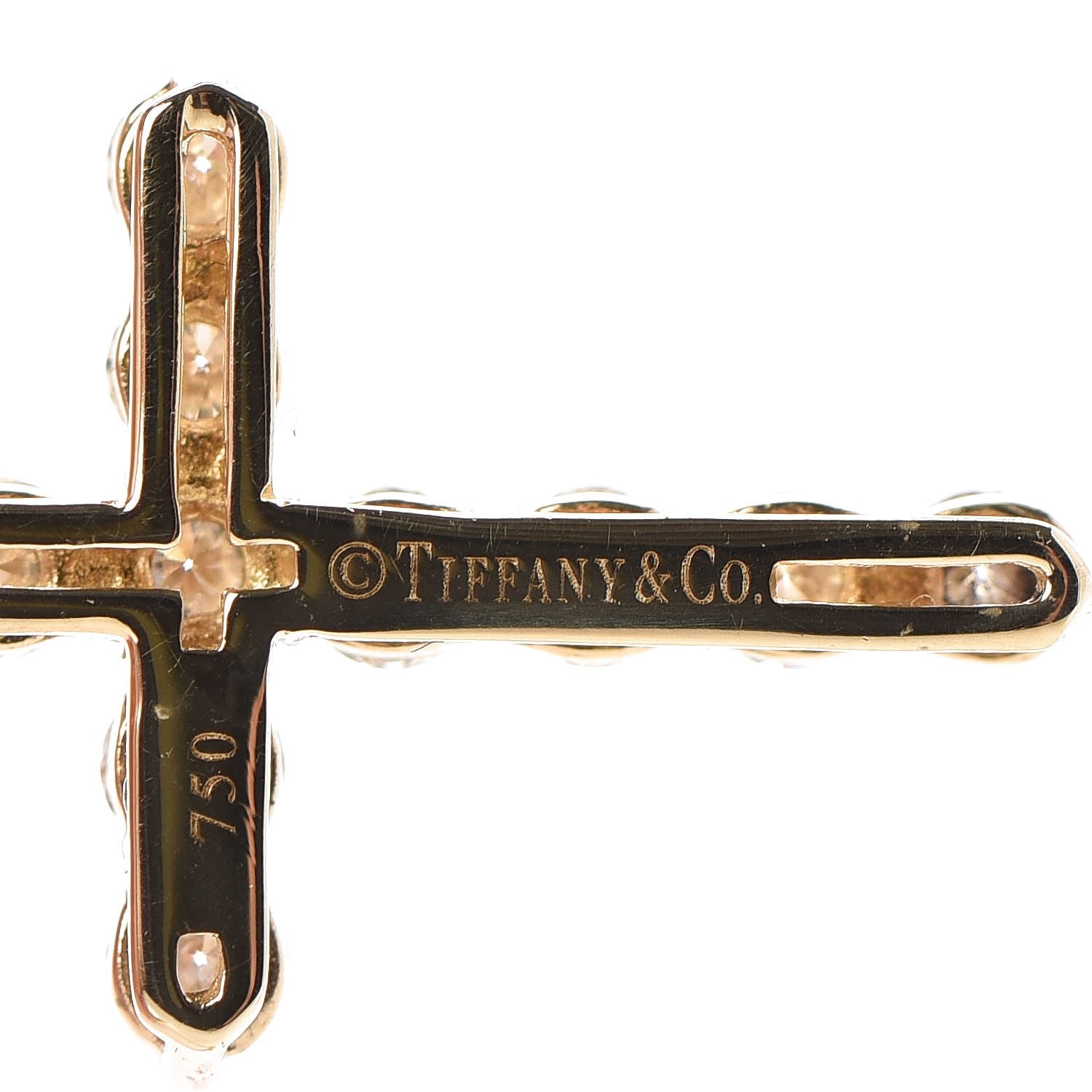 Tiffany 18K Yellow Gold Diamond Small Cross Pendant Necklace 8 of 8