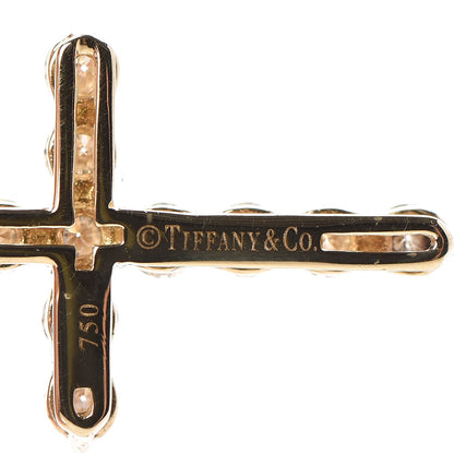 Tiffany 18K Yellow Gold Diamond Small Cross Pendant Necklace 8 of 8