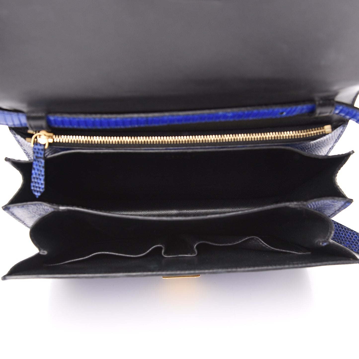 Lizard Medium Classic Box Flap Bag Indigo