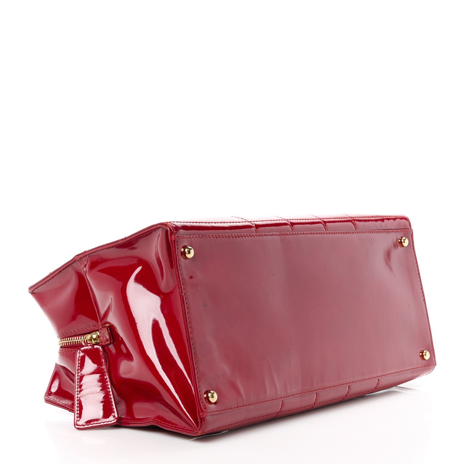 Chanel Patent Chocolate Bar East West Tote Red 4 of 11