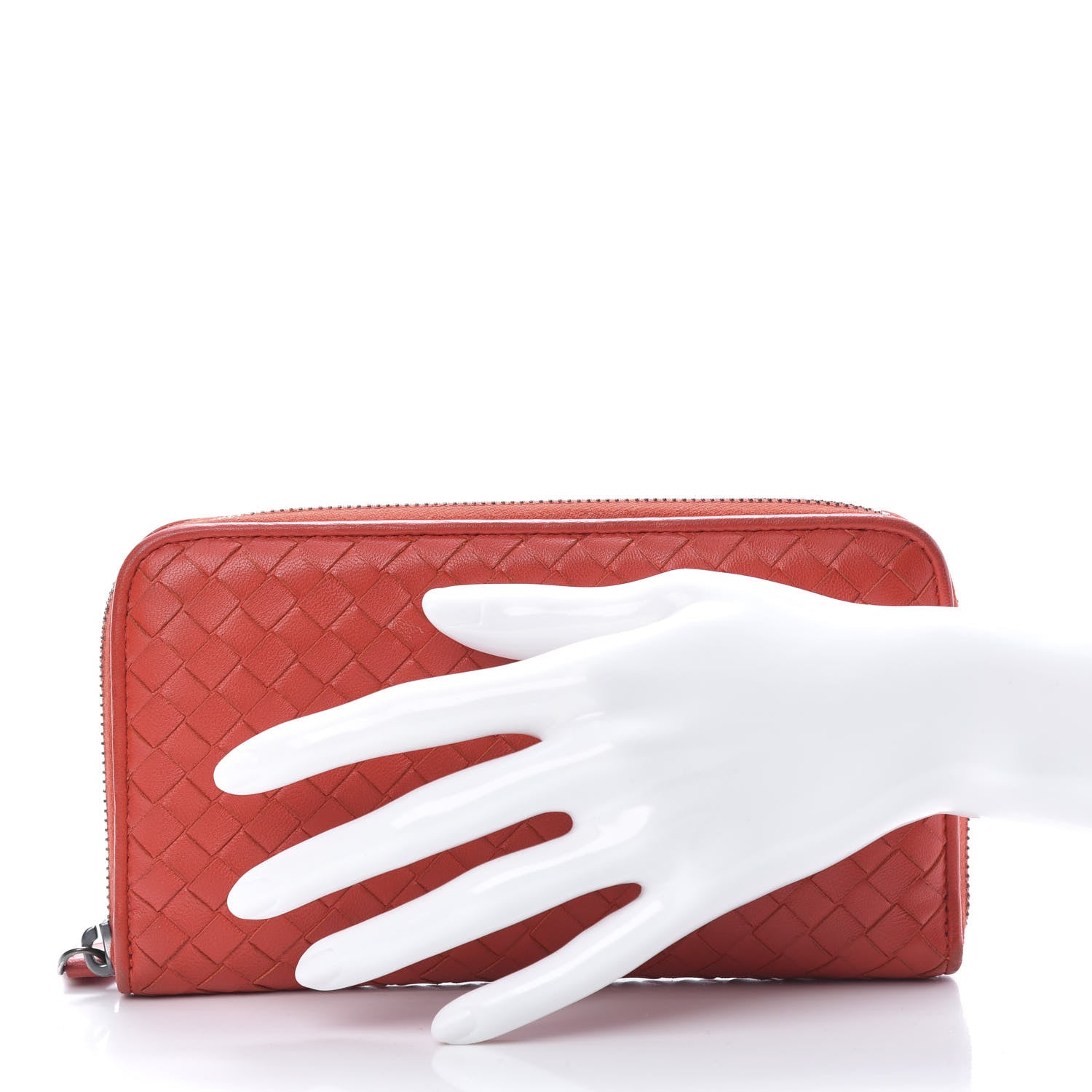 Bottega Veneta Nappa Intrecciato Zip Around Wallet Red 2 of 13