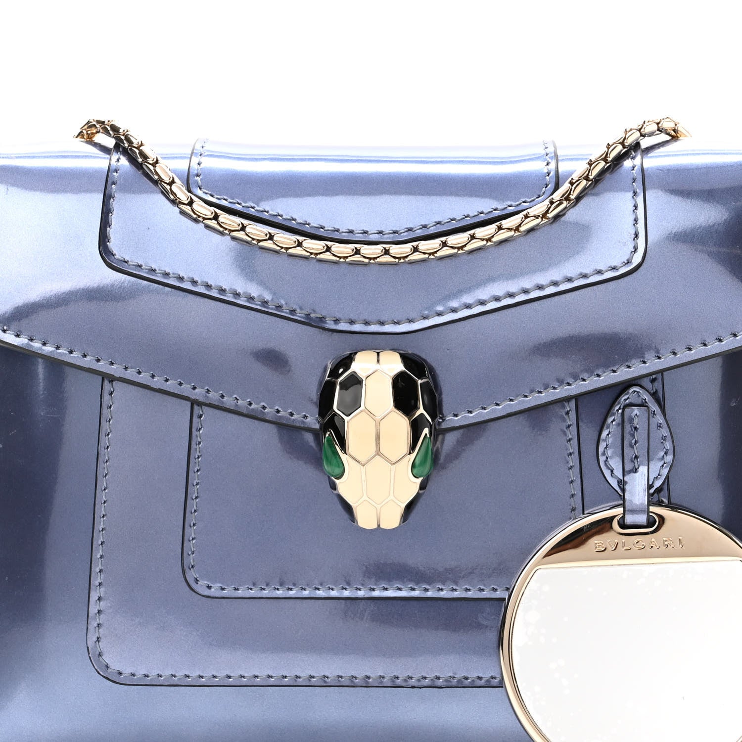 Bulgari Metallic Calfskin Serpenti Forever Crossbody Bag Blue 7 of 9