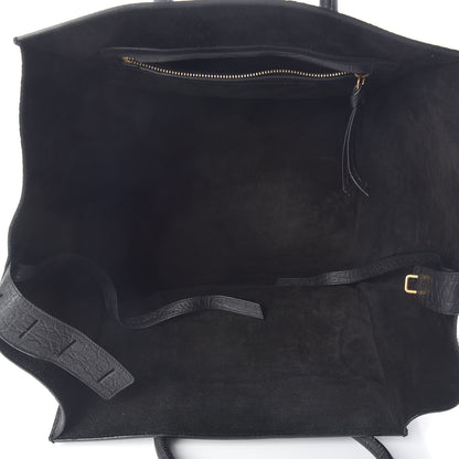 Celine Calfskin Crocodile Embossed Medium Phantom Luggage Black 5 of 9