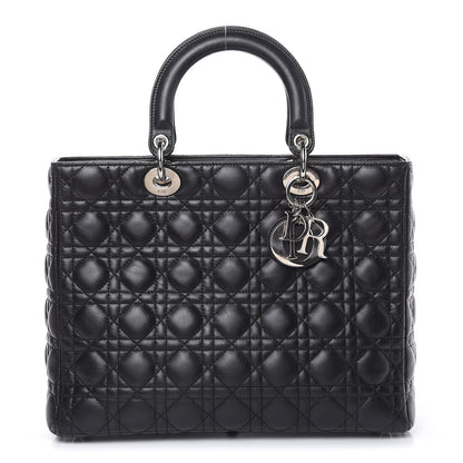Christian Dior Lambskin Cannage Large Lady Dior Black 1 of 17