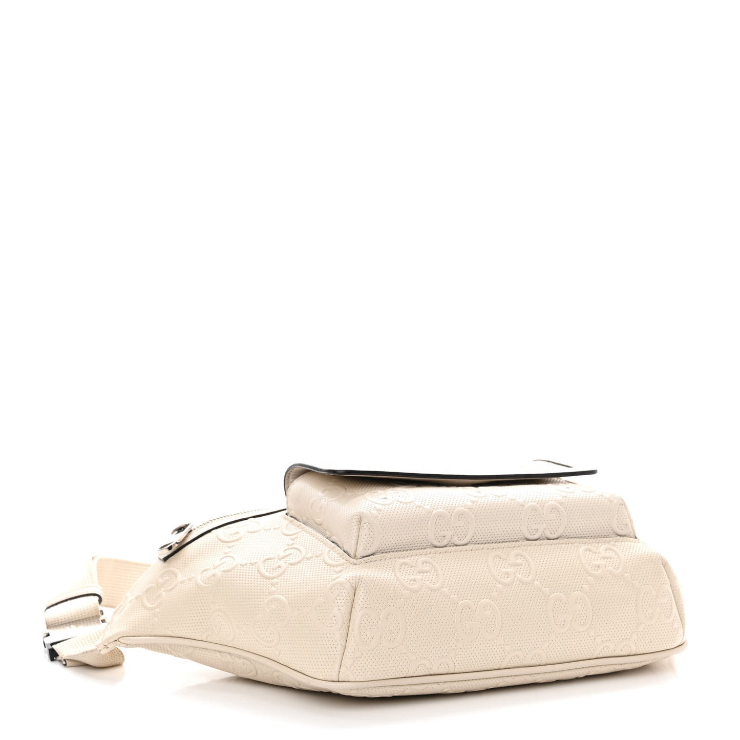 Calfskin GG Tennis Embossed Pocket Belt Bag Mystic White