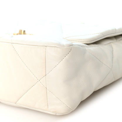 Chanel Goatskin Quilted Large Chanel 19 Flap White 10 of 10
