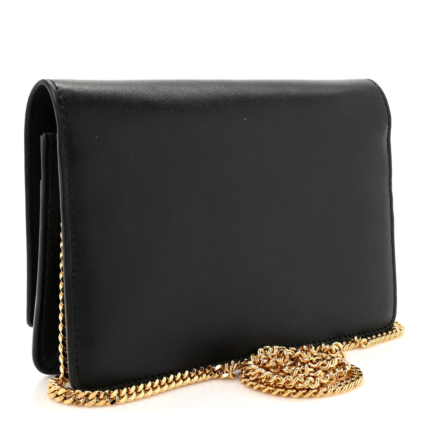 Fendi Vitello Liberty Lucido Metal Monster Eyes Tube Wallet on Chain Black 3 of 13