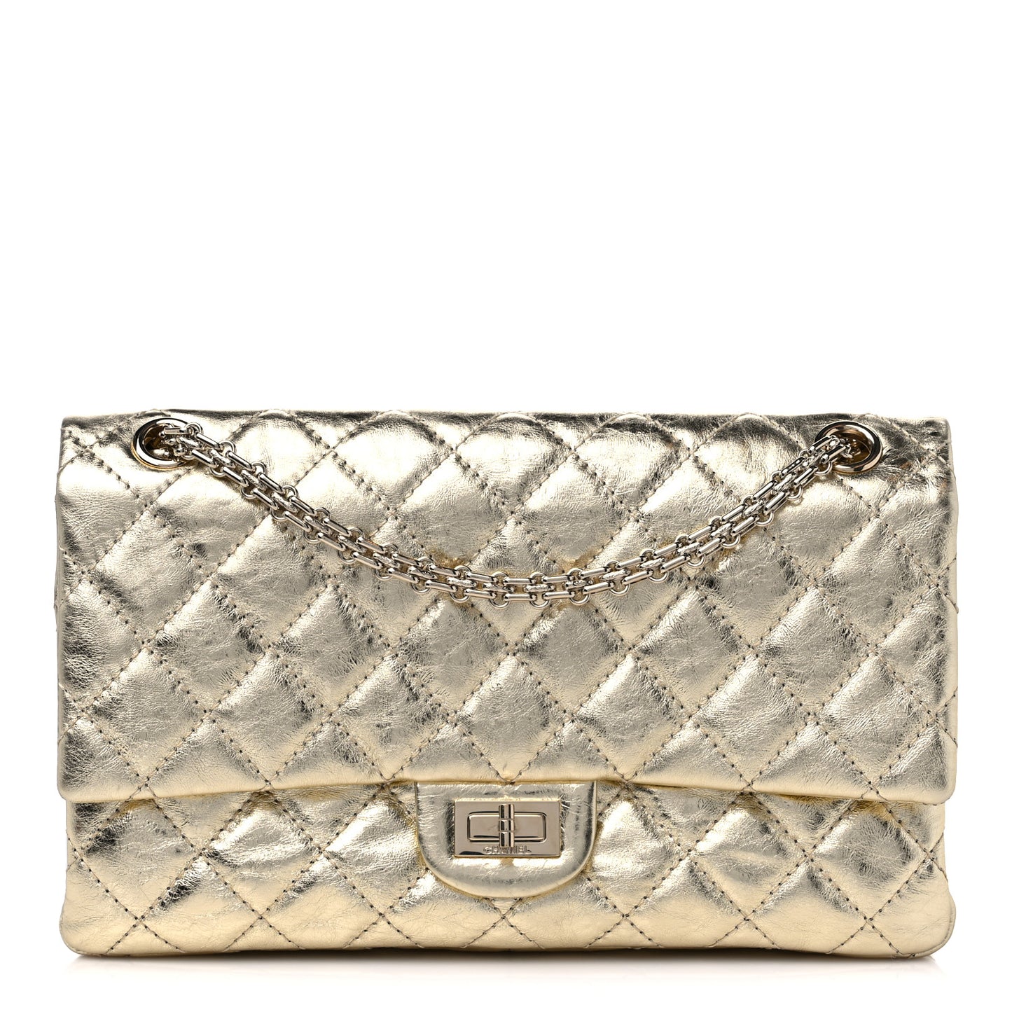 Metallic Aged Calfskin Quilted 2.55 Reissue 226 Flap Gold