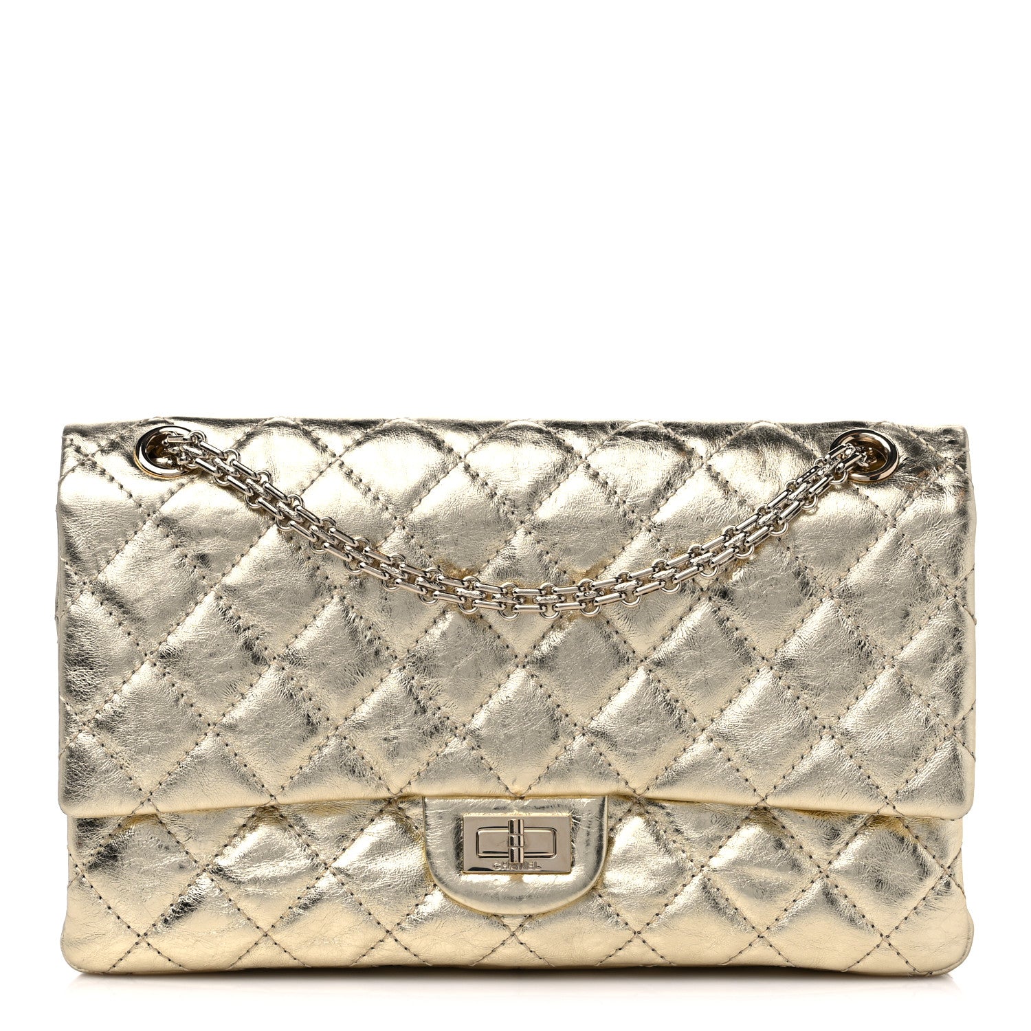 Chanel Metallic Aged Calfskin Quilted 2.55 Reissue 226 Flap Gold 1 of 11