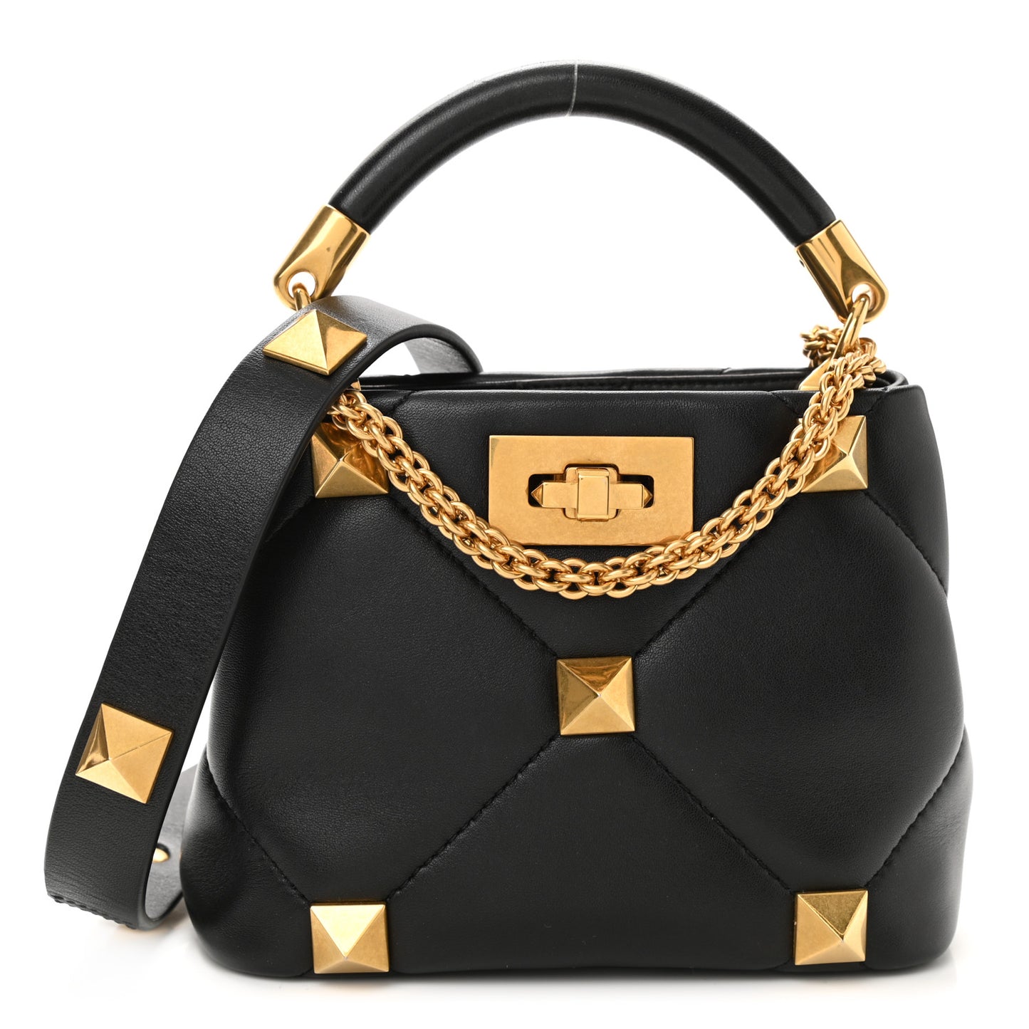 Nappa Small Roman Stud The Handle Bag Black