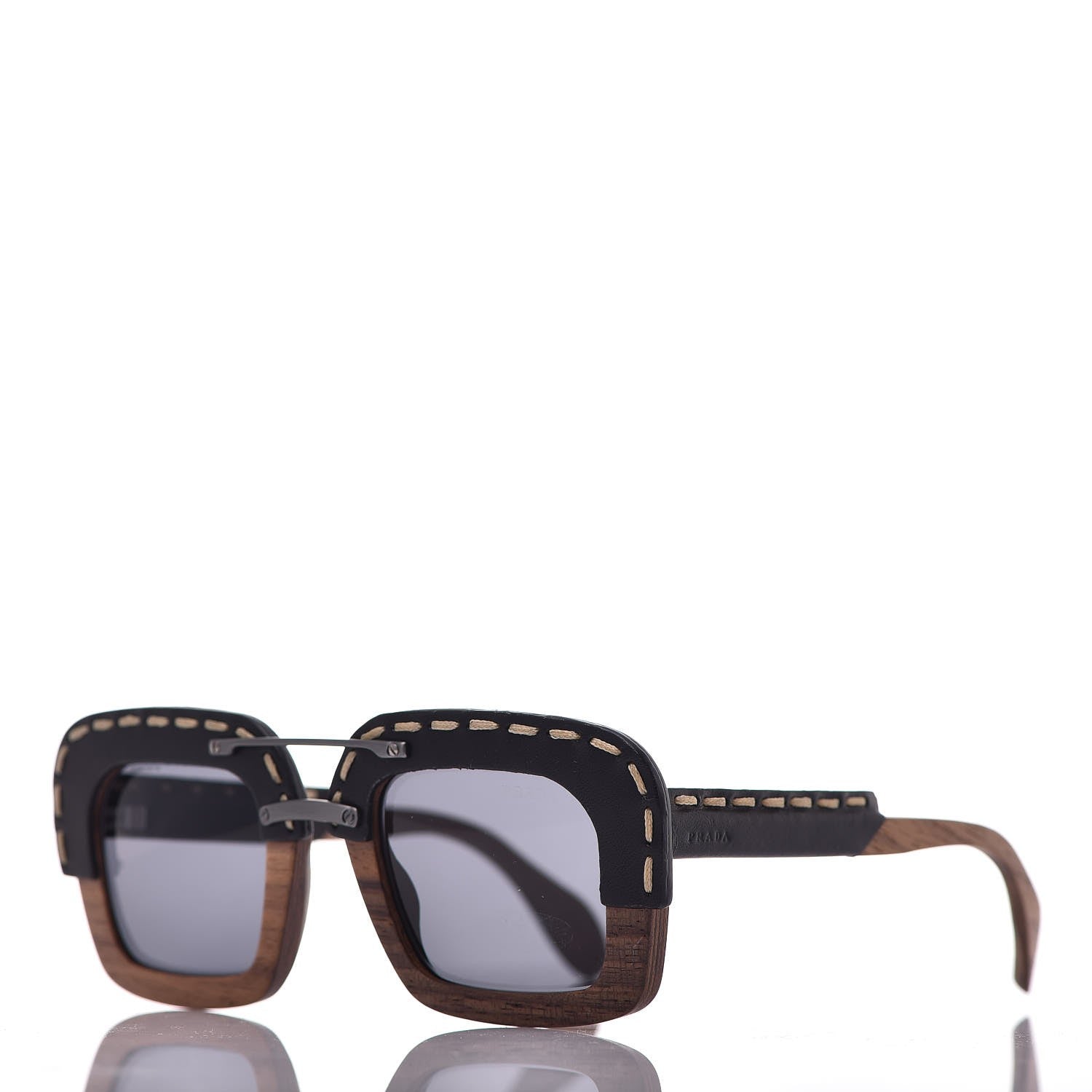 Prada Wooden Sunglasses SPR 26R Nut Canaletto 1 of 9
