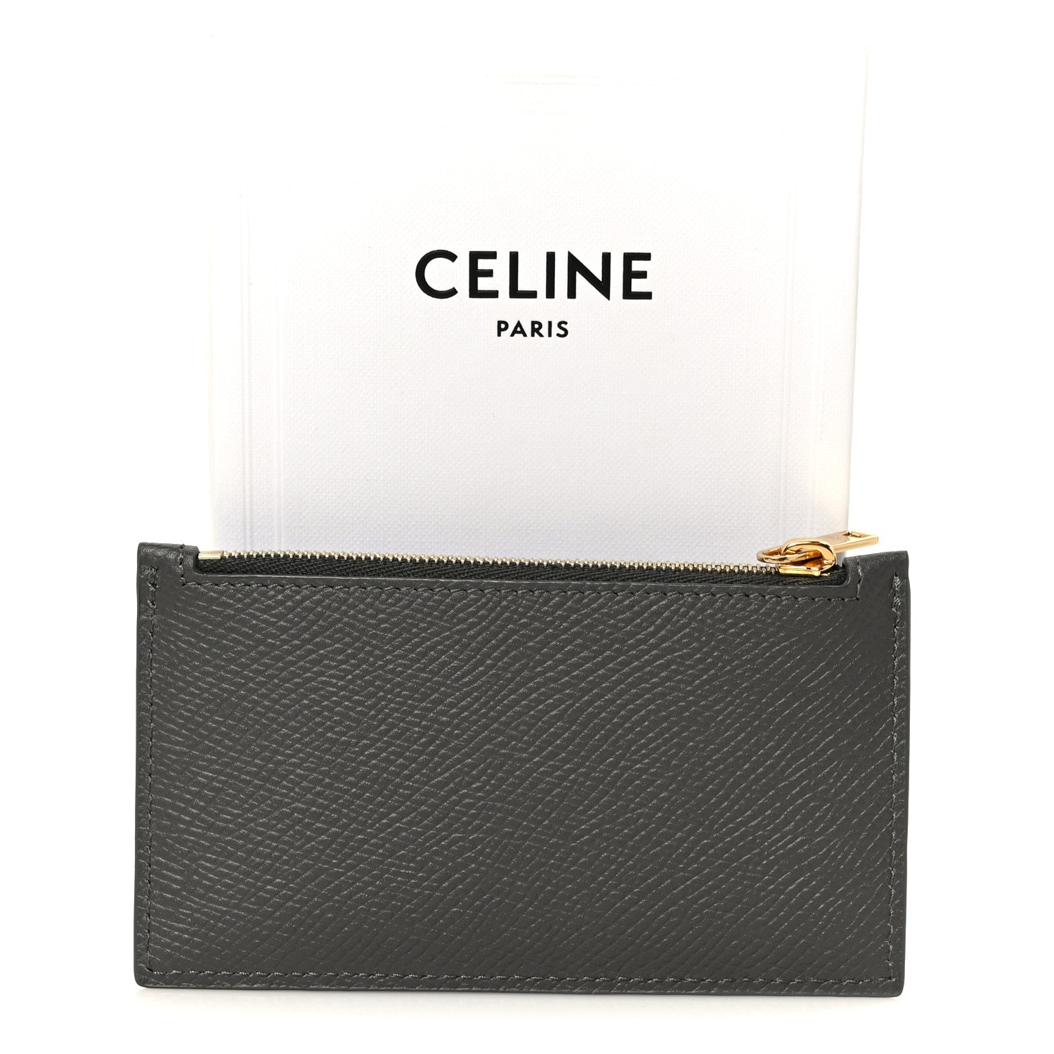 Celine Grained Calfskin Zipped Card Holder Grey 10 of 10