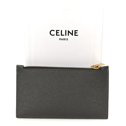 Celine Grained Calfskin Zipped Card Holder Grey 10 of 10
