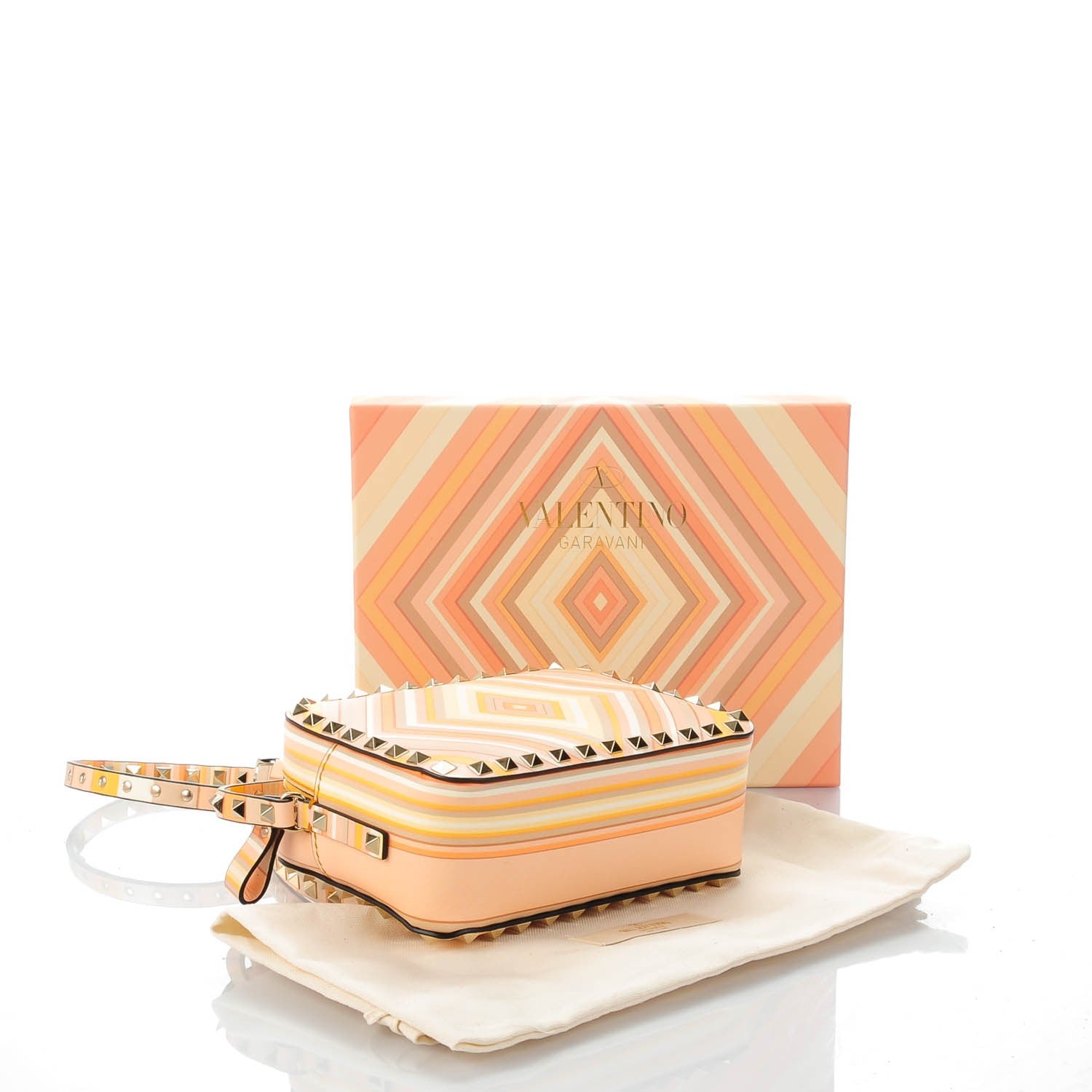 Valentino Garavani Vitello Native Couture 1975 Rockstud Camera Crossbody Bag Orange Multicolor 4 of 6