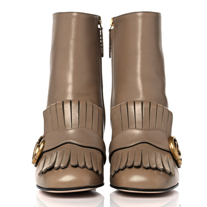Gucci Malaga Kid GG Marmont Fringe 75mm Ankle Boots 38 Mud 2 of 7