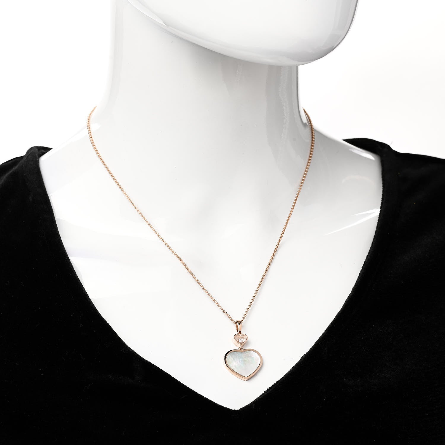 Chopard 18K Rose Gold Diamond Mother of Pearl Happy Hearts Necklace 2 of 6