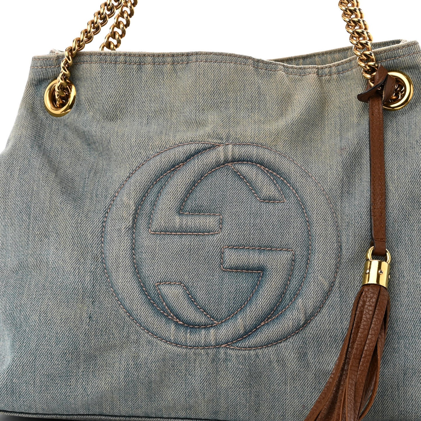 Denim Soho Chain Shoulder Bag Blue
