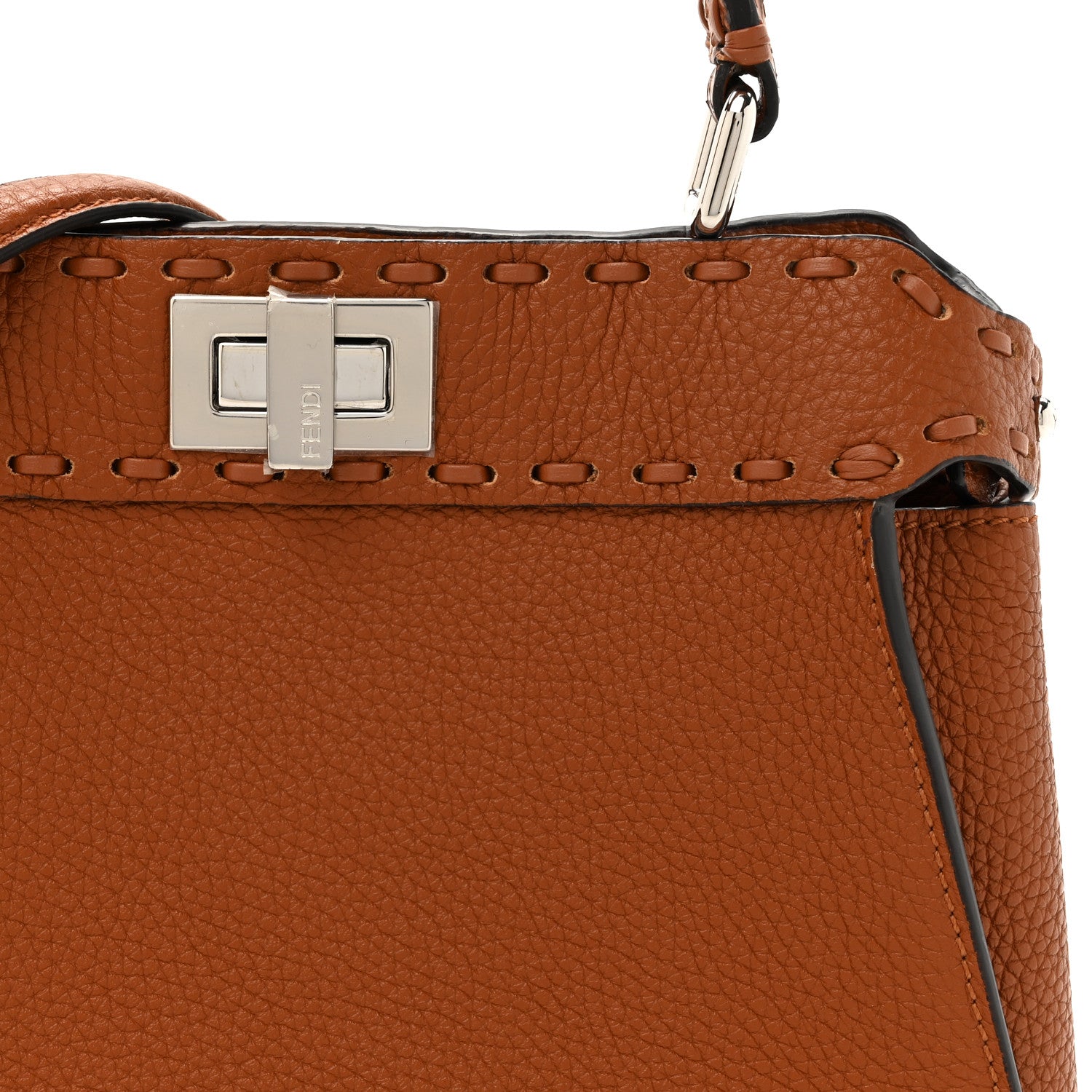 Fendi Cuoio Romano Snakeskin Selleria Mini Peekaboo Iconic Satchel Cappuccino 9 of 11