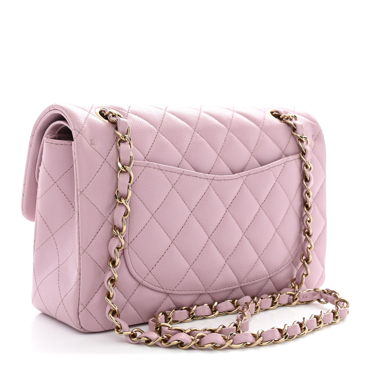 Caviar Quilted Small Double Flap Pink