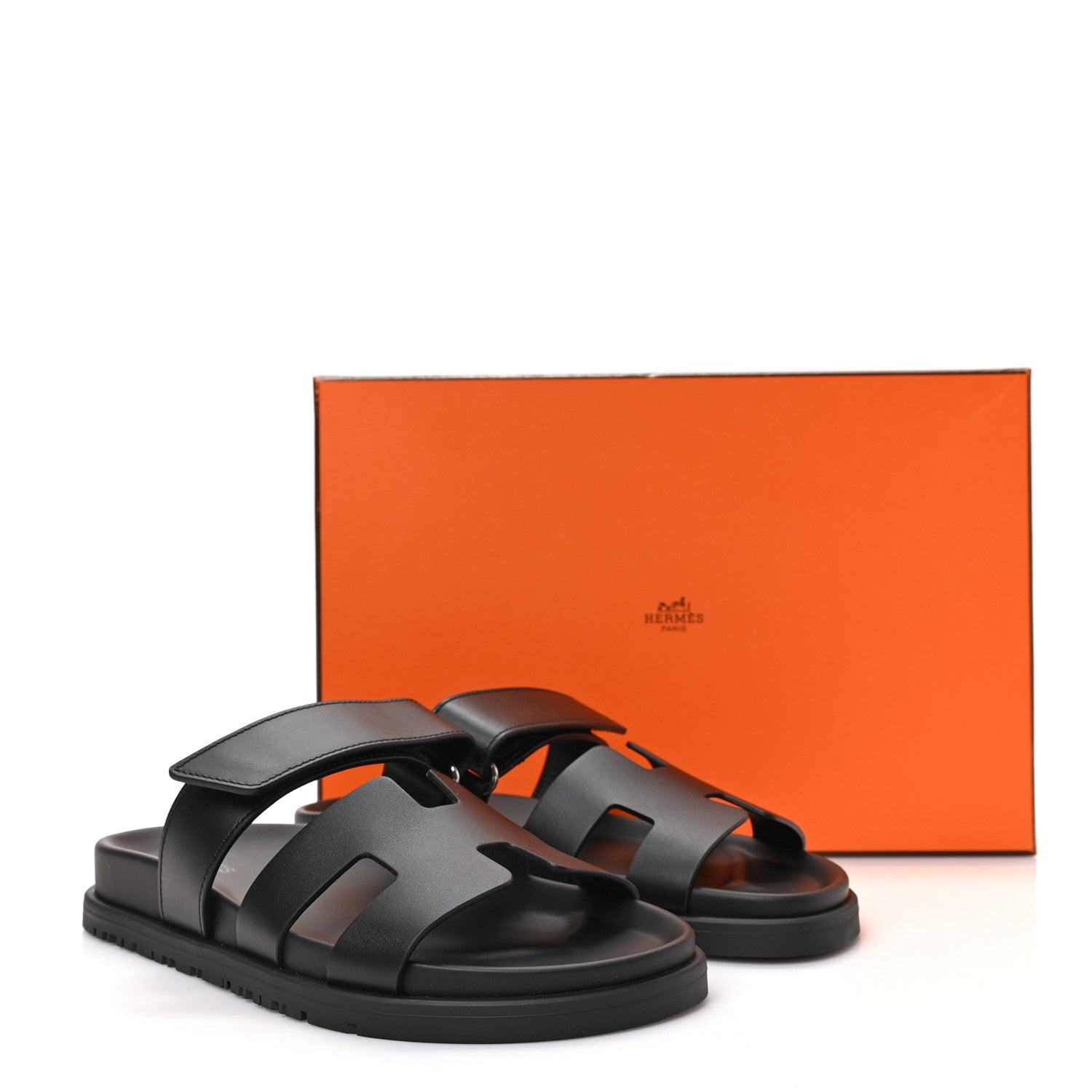 Hermes Calfskin Womens Chypre Sandals 36.5 Black 10 of 10