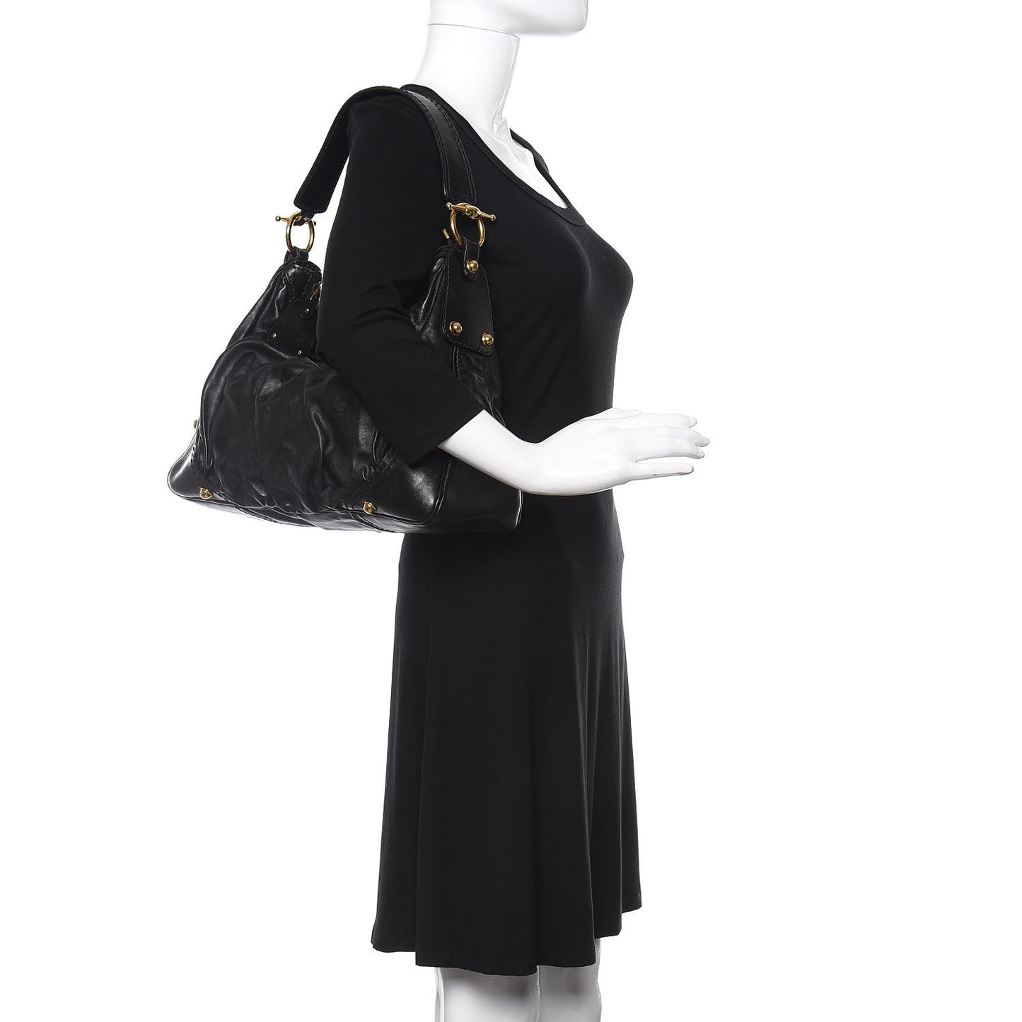Calfskin Medium Jockey Hobo Black