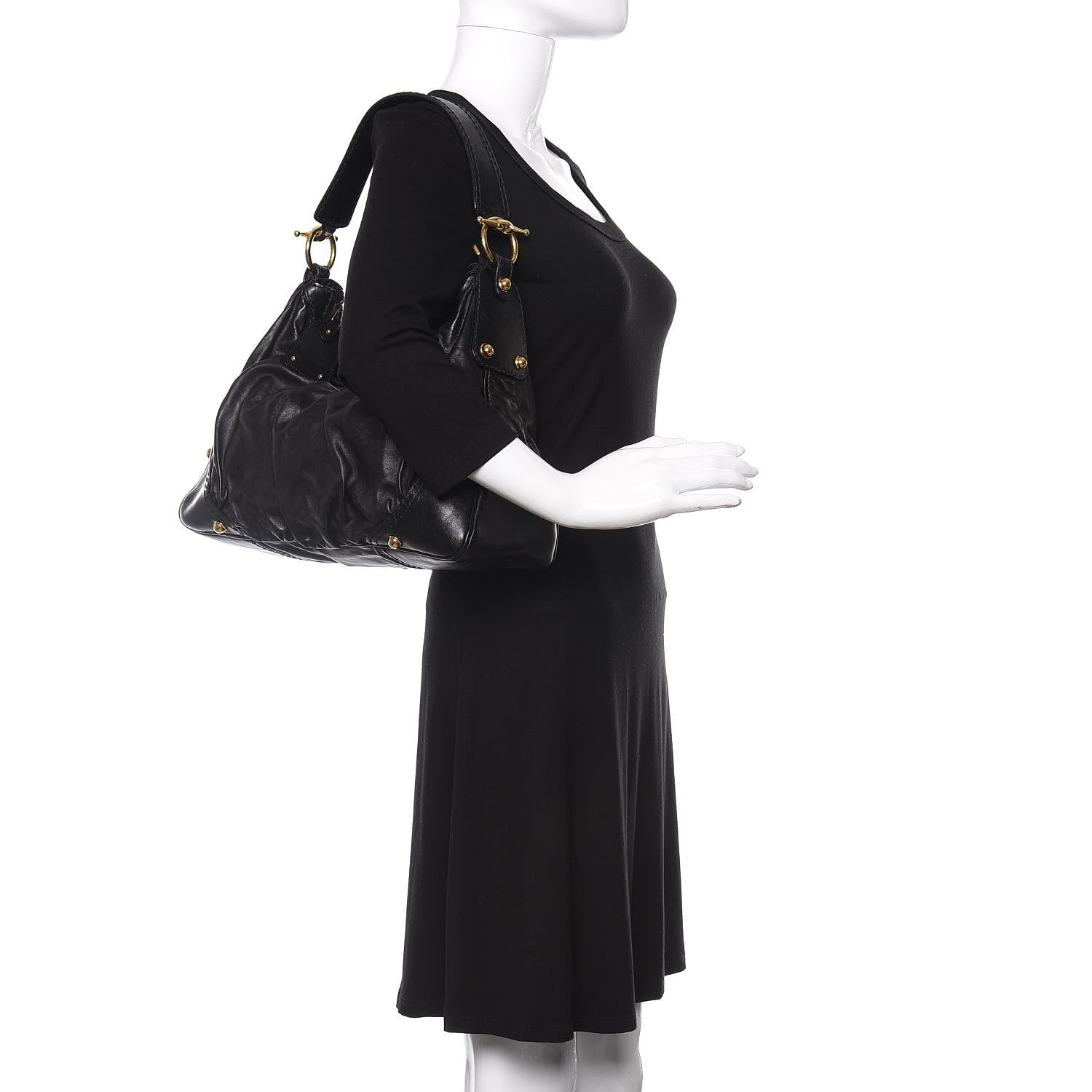 Gucci Calfskin Medium Jockey Hobo Black 2 of 12