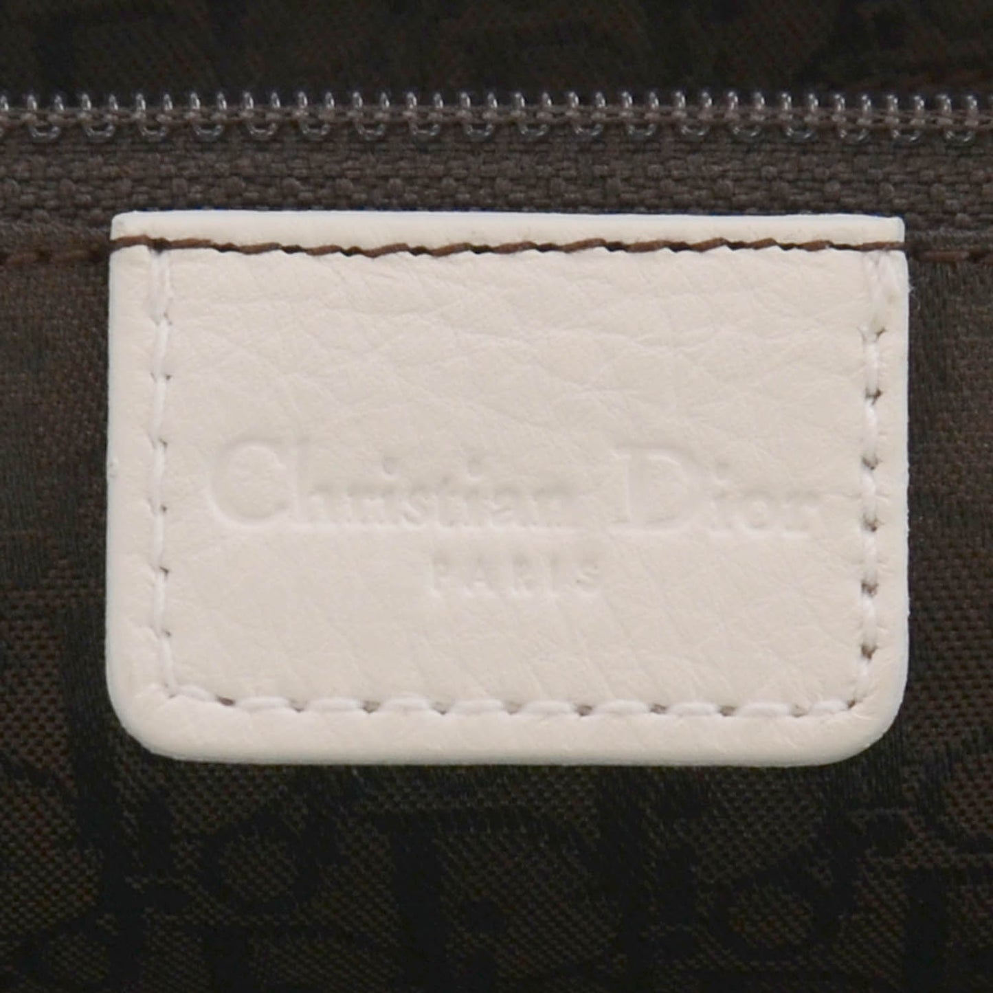CHRISTIAN DIOR Leather Charm Fermoir Satchel White