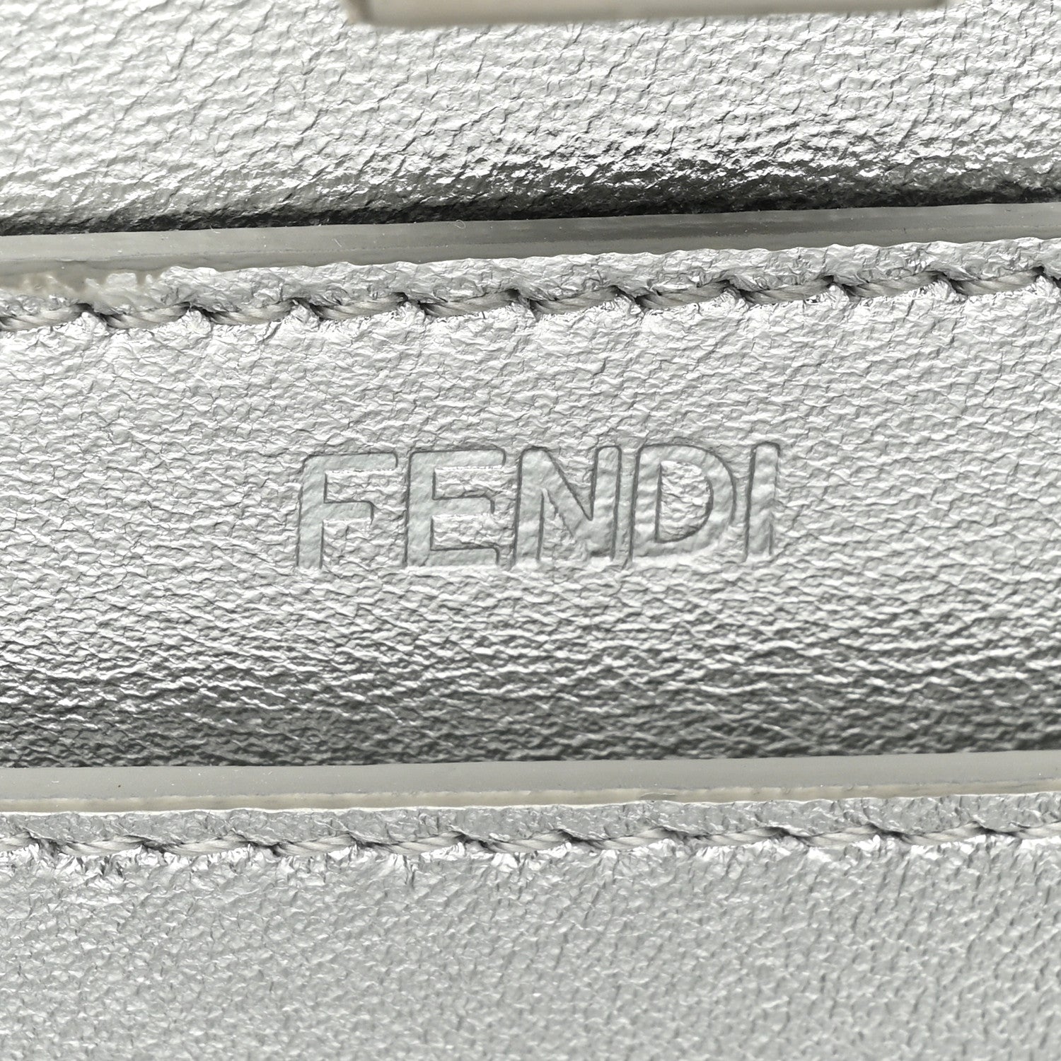 Fendi Crystal Vitello Laminato FF Petite Peekaboo I SEE U Satchel Crystal Argento 7 of 14
