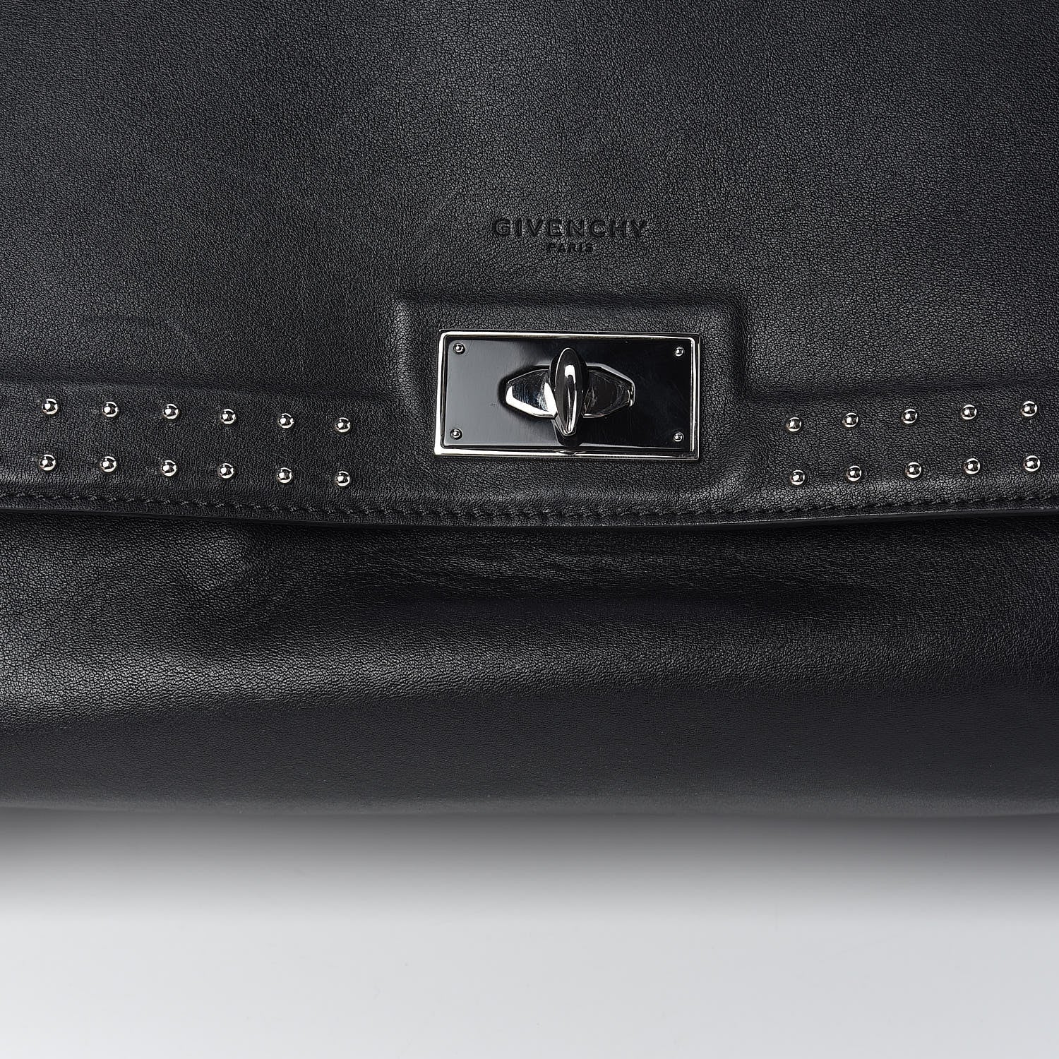 Givenchy Grained Calfskin Studded Medium Shark Lock Satchel Black 15 of 15