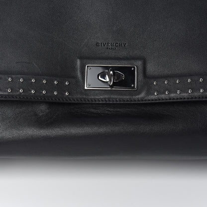 Givenchy Grained Calfskin Studded Medium Shark Lock Satchel Black 15 of 15