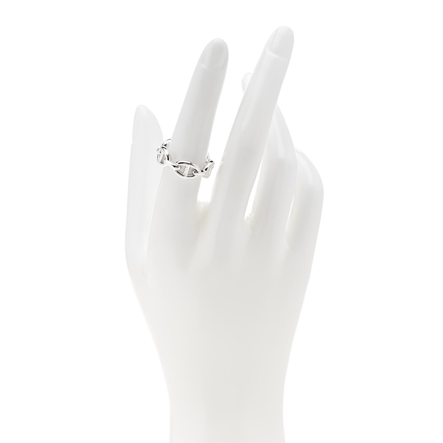 Hermes Sterling Silver PM Chaine d'Ancre Enchainee Band Ring 54 6.75 2 of 9