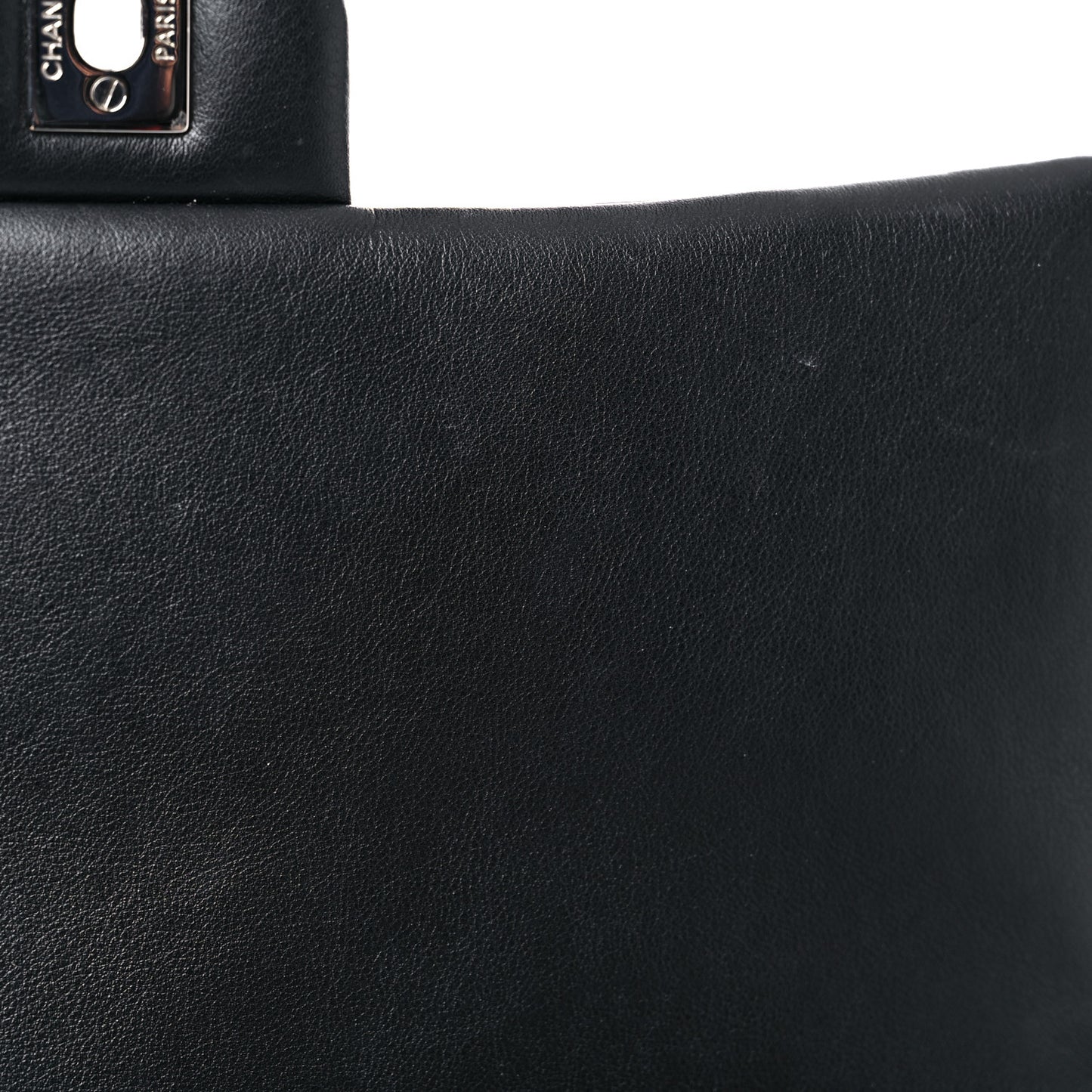Patent Quilted Clutch with Chain Flap Black