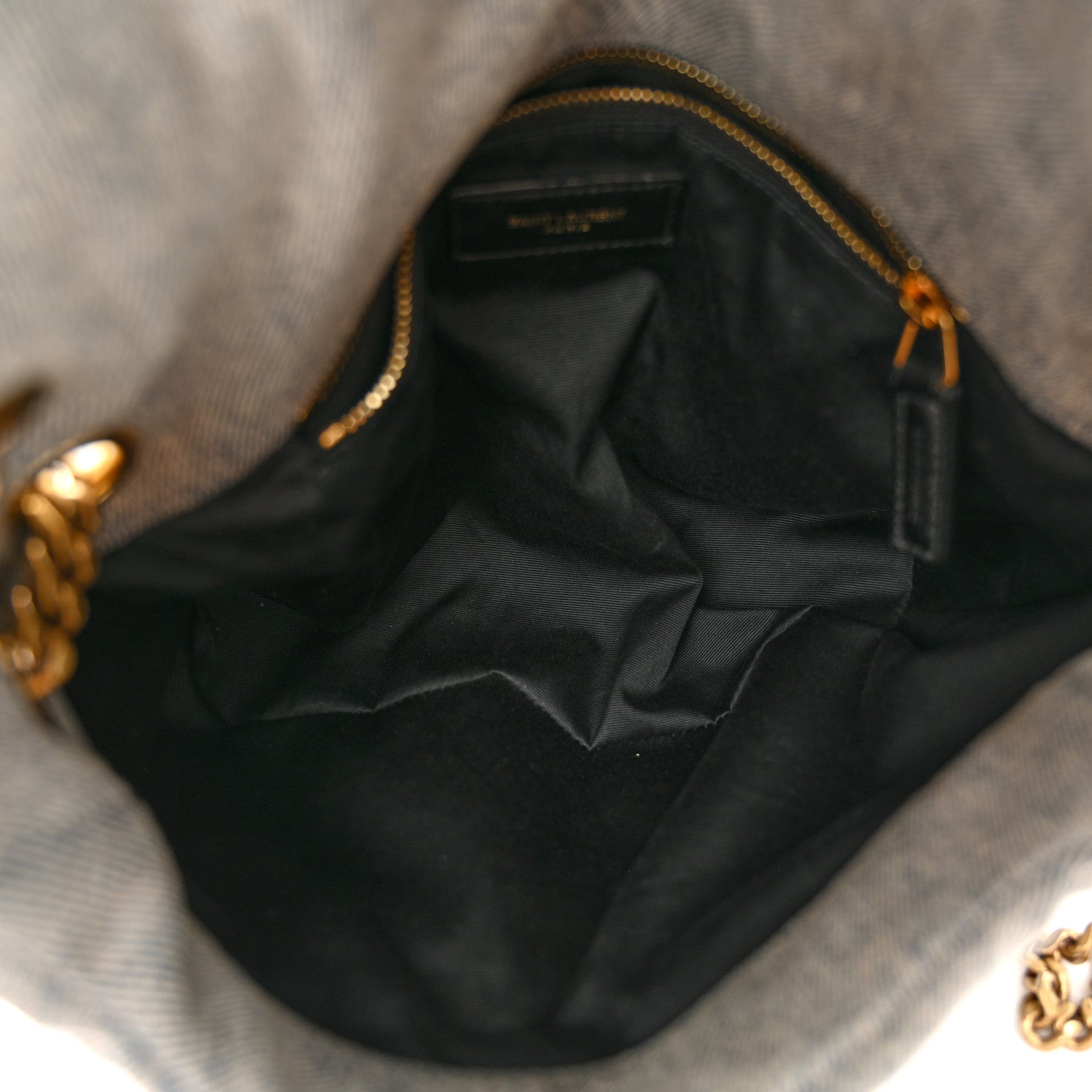 Saint Laurent Denim Quilted Small Loulou Puffer Monogram Chain Satchel Azur 5 of 11