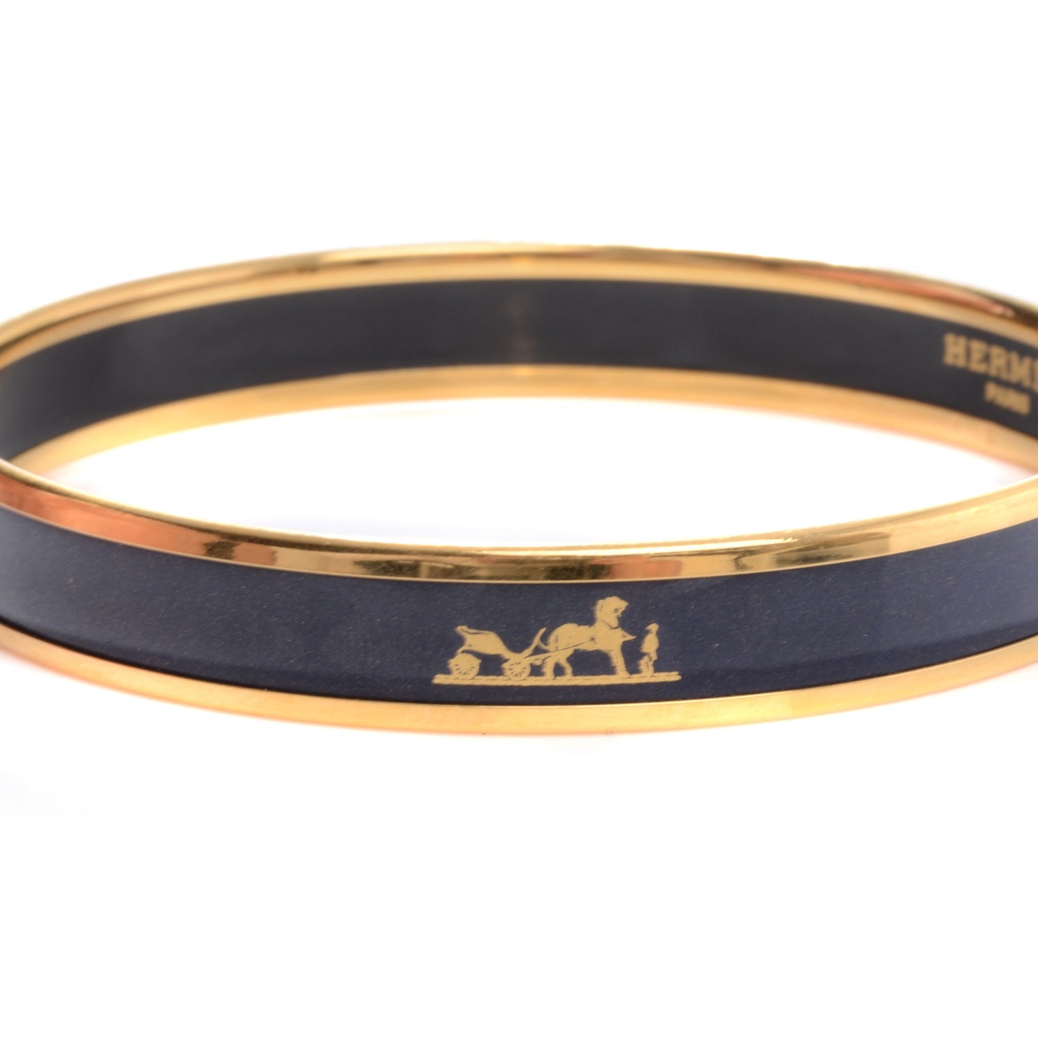 Hermes Enamel Narrow Caleche Bracelet Navy 65 4 of 4