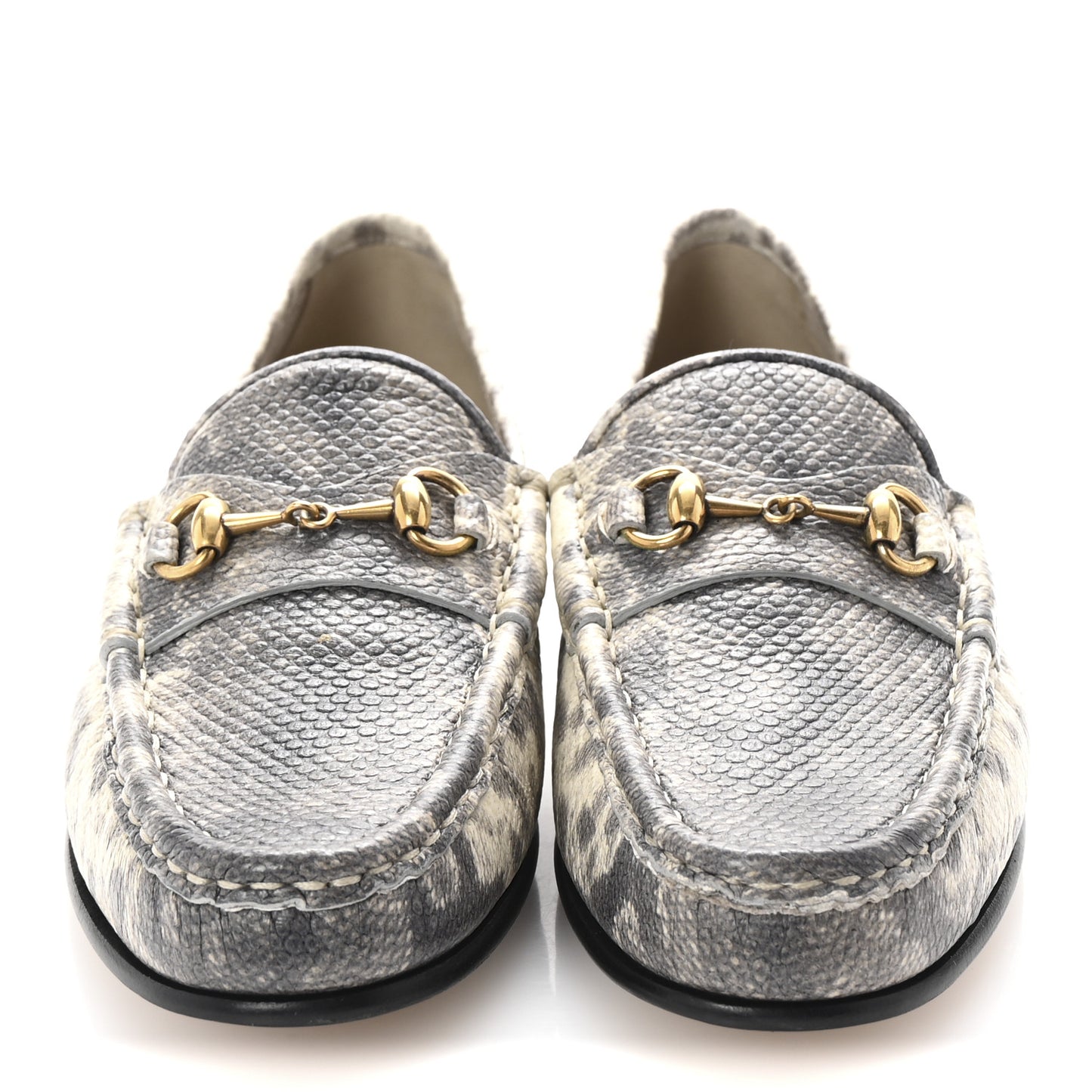 Lambskin Animalier Karung Printed Horsebit Loafers 36.5 Roccia