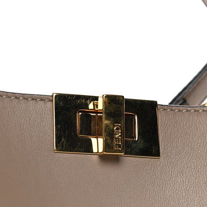 Fendi Vitello Tahiti Burro Medium Peekaboo Iconic Essentially Satchel Tortora Black 18 of 22