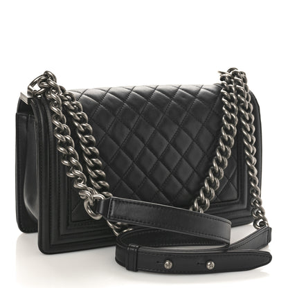 Chanel Lambskin Quilted Medium Boy Flap Black 2 of 9