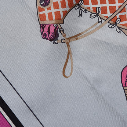 Hermes Silk Couvertures Et Tenues de Jour Scarf 140 Gris Perle Fuchsia Black 3 of 8