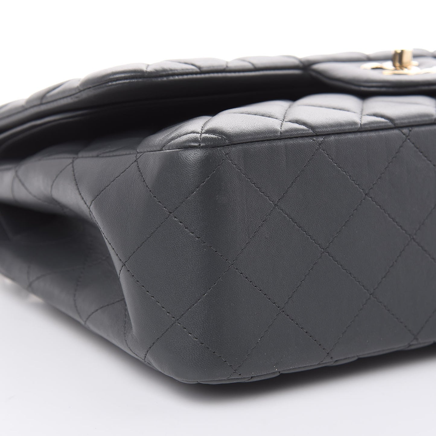 Lambskin Quilted Jumbo Double Flap Grey