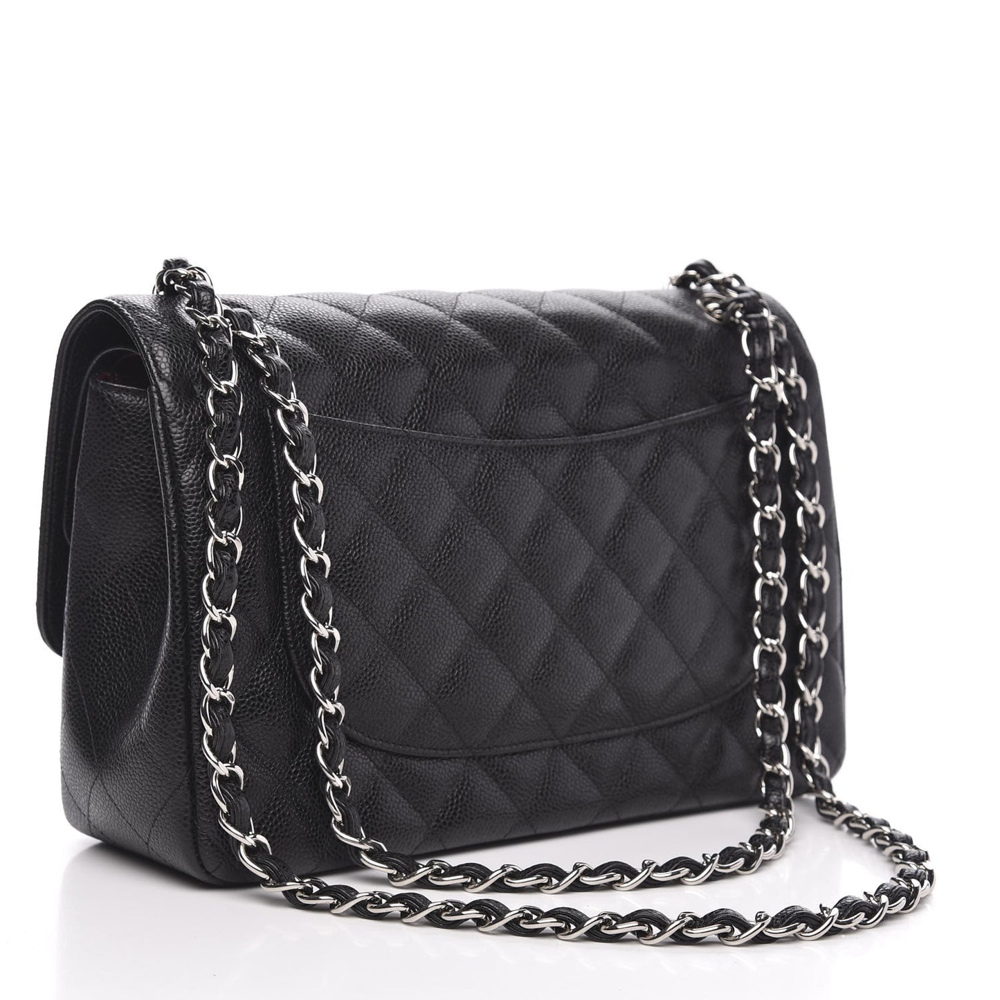 Caviar Quilted Jumbo Double Flap Black