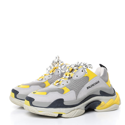 Balenciaga Fabric Mesh Womens Triple S Sneakers 40 Yellow Grey White 3 of 6