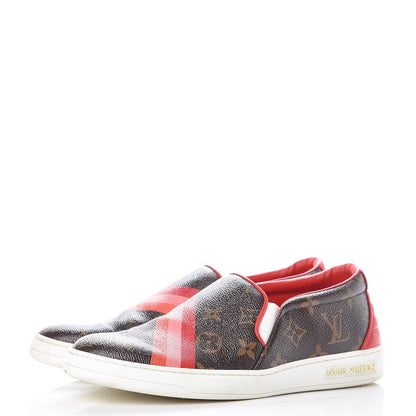Louis Vuitton Monogram Frontrow Slip On Sneakers 37.5 Rouge 3 of 13