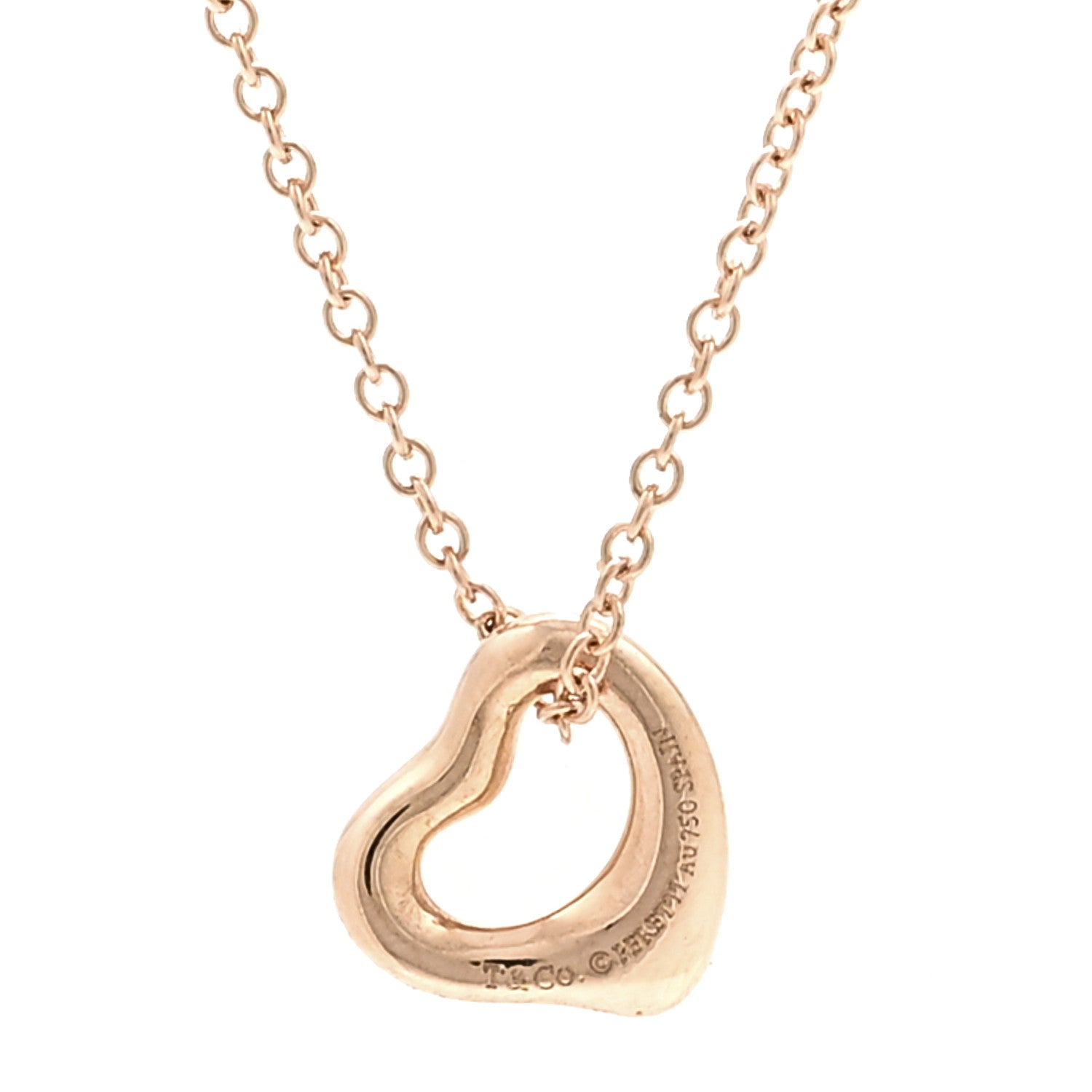 Tiffany 18K Rose Gold 7mm Elsa Peretti Open Heart Pendant Necklace 4 of 5
