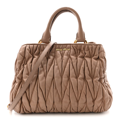 Miu Miu Nappa Matelasse Bauletto Top Handle Bowler Cammeo 1 of 9