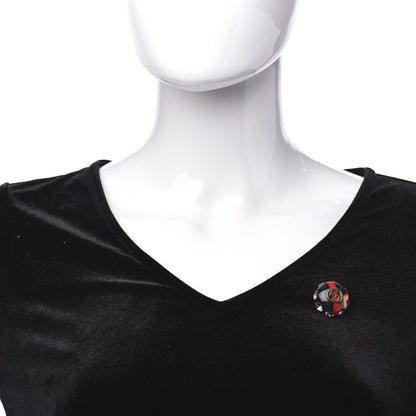 Gucci Crystal Resin Sylvie Vintage Web Brooch Green Red 2 of 4