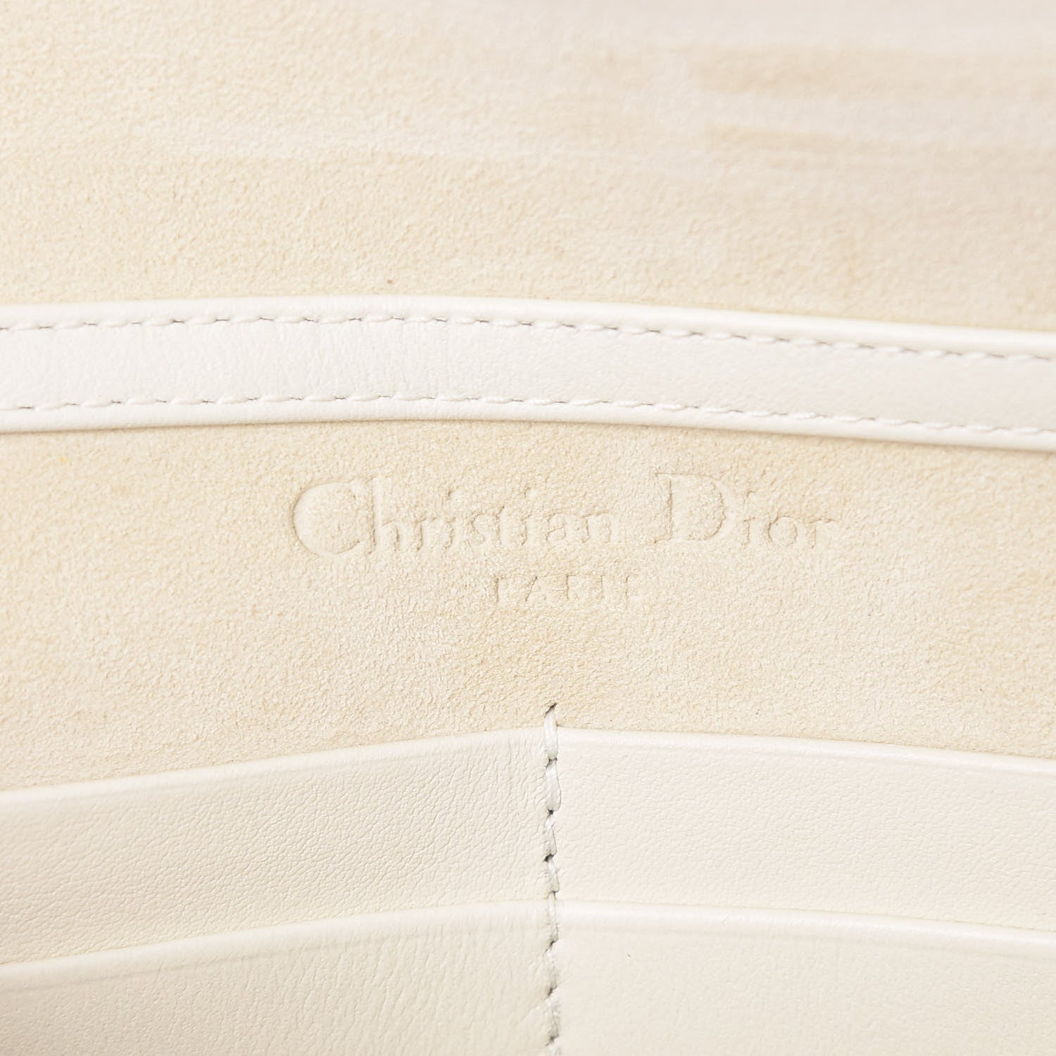 Christian Dior Calfskin Embossed Stars Wallet on Chain White Gold 6 of 9