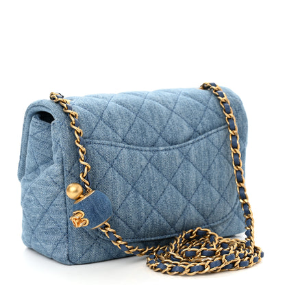 Chanel Denim Quilted Mini Pearl Crush Flap Blue 3 of 11