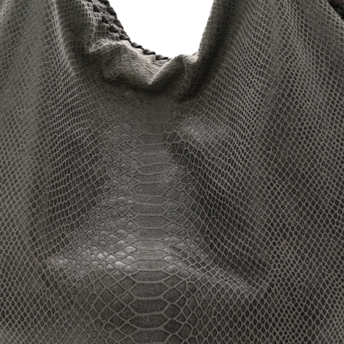 Metallic Faux Snakeskin Big Falabella Tote Grey