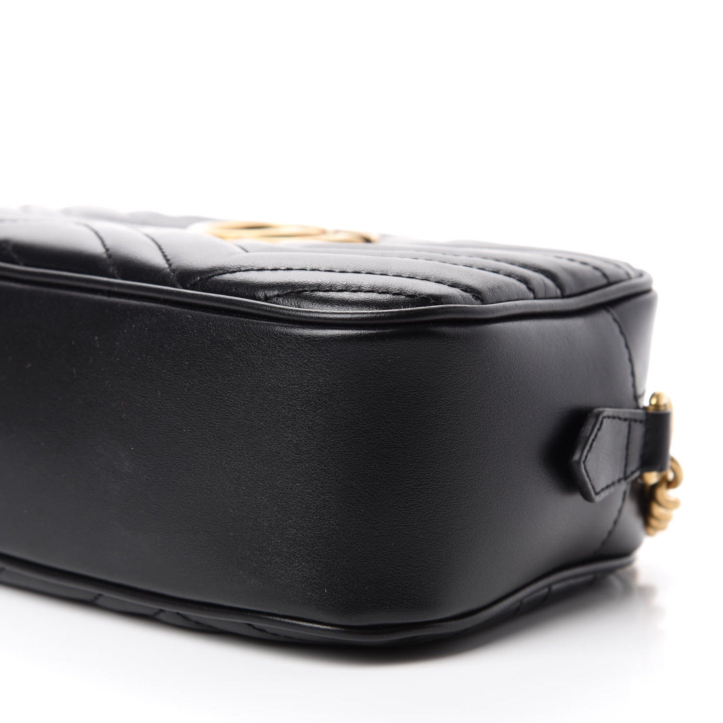 Calfskin Matelasse Small GG Marmont Chain Shoulder Bag Black