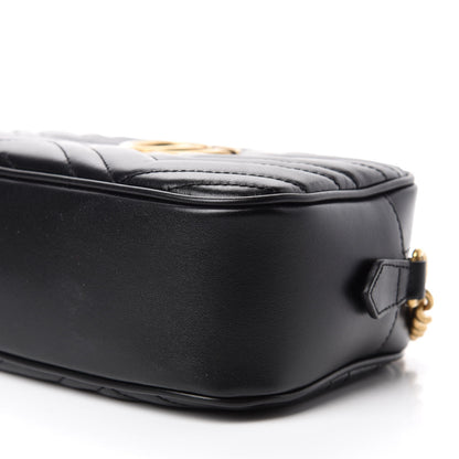 Gucci Calfskin Matelasse Small GG Marmont Chain Shoulder Bag Black 7 of 10